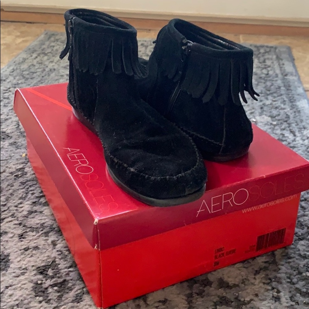 Aerosoles Black Suede Moccasin booties